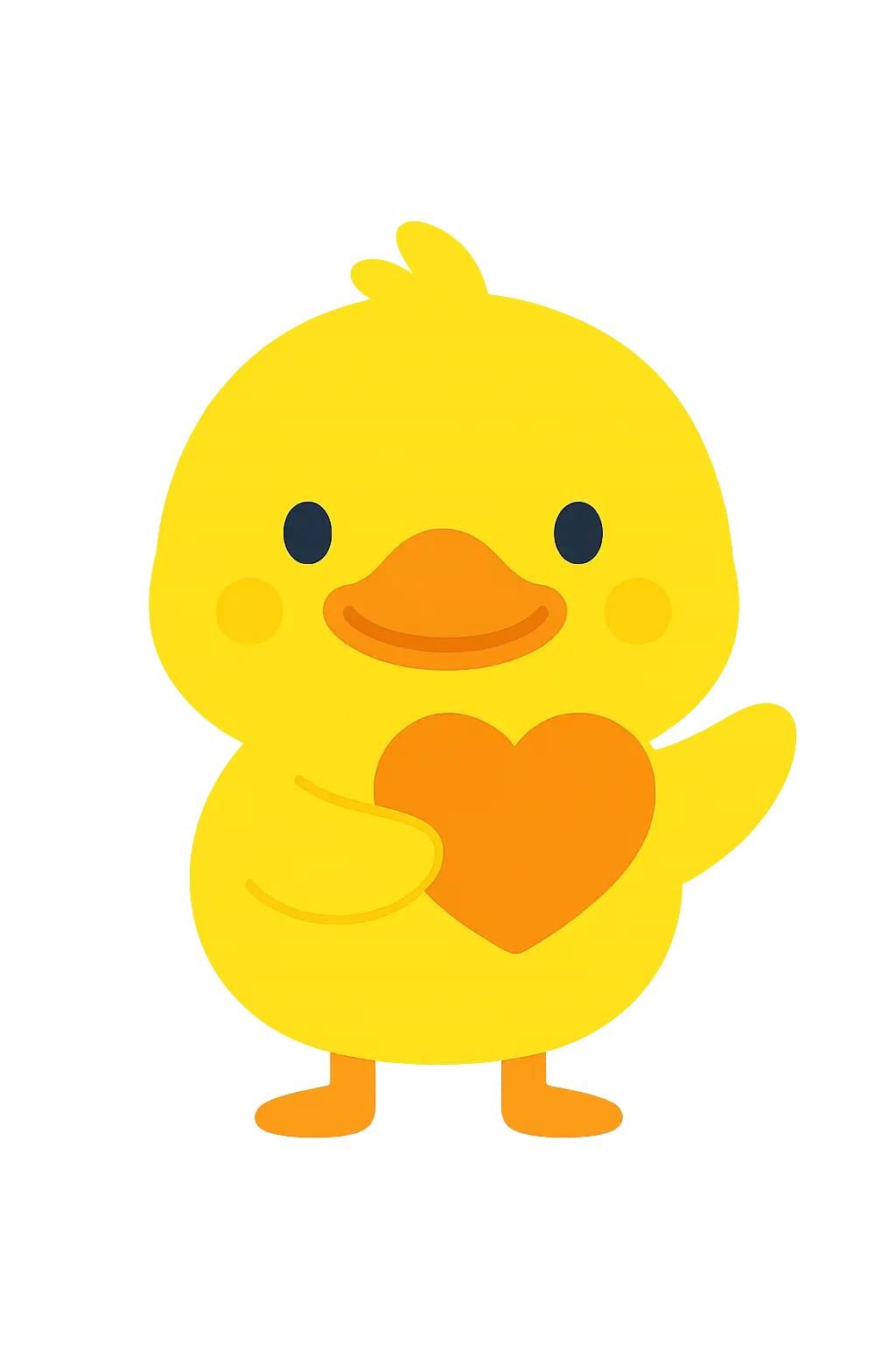 Duckie mascot with heart