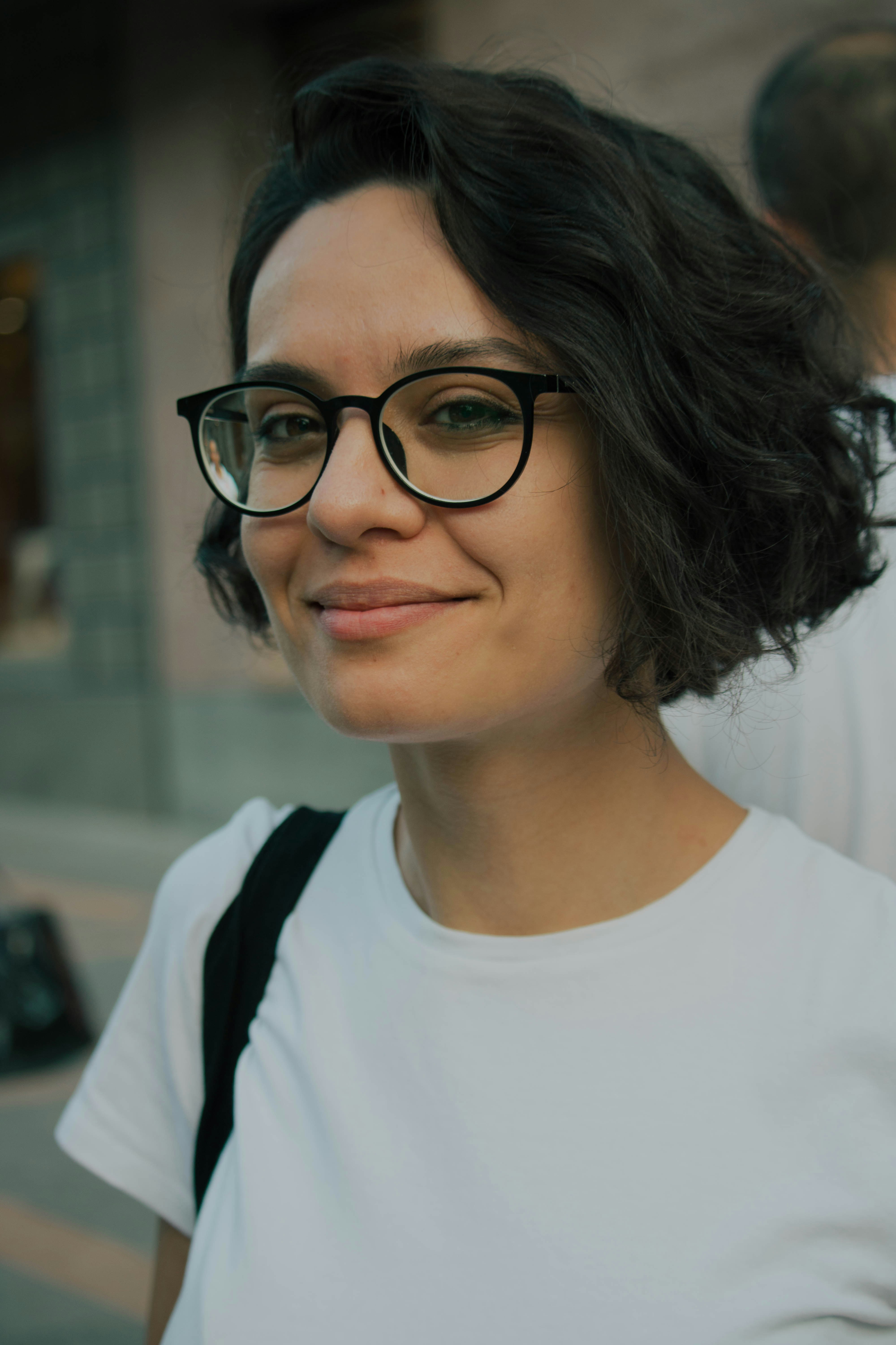 Smiling woman with glasses